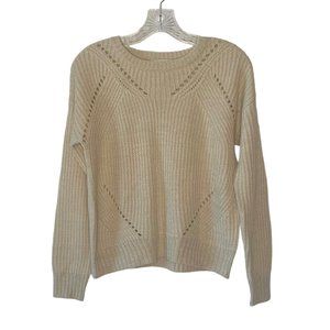JOHN + JENN Off-White Crewneck Pullover Long-Sleeve Knit Sweater Size Small